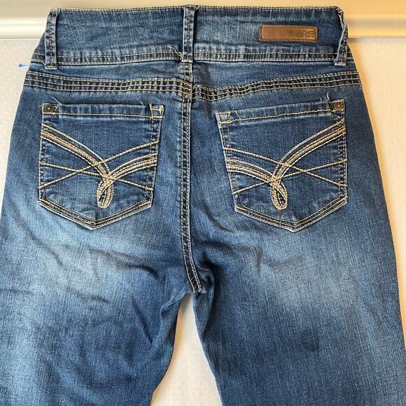 Wall Flower Women Flared Jeans size 3 Blue MidRise Stretch Boot Cut Indigo Denim - Picture 11 of 12